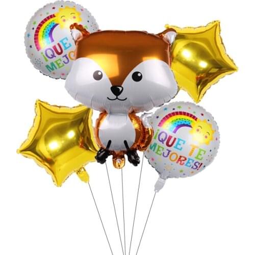 1set Jungle Animal Foil Balloon Happy Birthday Little Bear Fox Balloon Baby Shower Kids Birthday Party Decoration Supplies