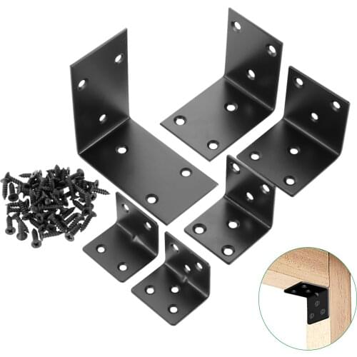 10 PCS Black Stainless Steel Shelf Bracket Joint Right Angle Bracket L Shape Heavy Duty Metal Corner Brace Shelf Supporter