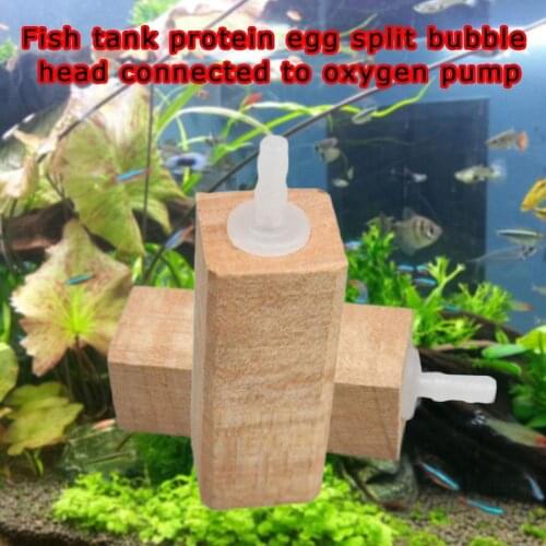 2Pcs Aquarium Gas Wood Stone Air Bubble Head Oxygen Increasing Wooden Stone Block Pond Fish Tank Protein Skimmer Interface Pump
