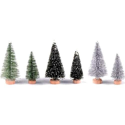 3Pcs/Set Christmas Pine Needle Tree Craft Fairy Garden Miniature Terrarium Decor