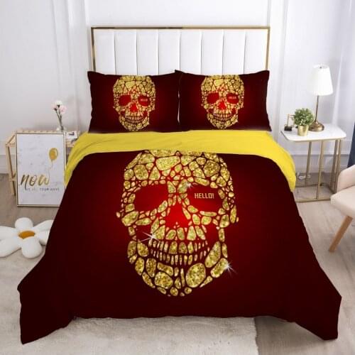 3D Skull White Bedding Sets Pencil Draw Duvet Quilt Cover Set Bed Linens King Queen Full Double Twin Size Bedsheet Custom