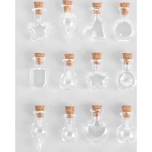 5Pcs Cork Stopper Mini Transparent Glass Empty Sample Jars Wishing Bottle Storage Vials DIY Pendant Jewellery Wedding Home Decor