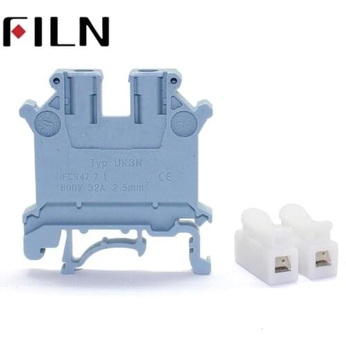 50pcs UK-3N DIN Rail Universal Terminal Blocks Screw Type UK3N Phoenix Type High Quality