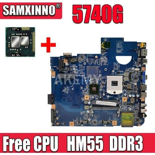 Akemy MBPM601002 For Acer aspire 5740 5740G Laptop Motherboard 48.4GD01.01M HM55 PGA989 DDR3 Free CPU