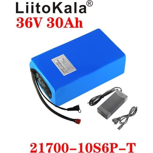 LiitoKala 36V Battery 30ah ebike battery 20A BMS 36V 30AH 21700 10S6P Lithium Battery Pack For Electric bike Electric Scooter
