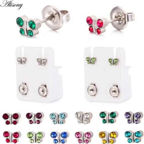 Alisouy PAIR Surgical 316L Steel Birthstone CZ Ear Stud Earrings Tragus Cartilage Piercing Professional for Earr Jewlery 20g