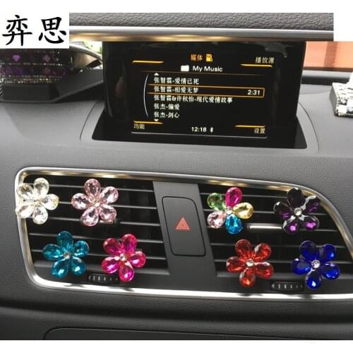 Car Styling pattern automobile Air outlet FLOWER Diamond diamond Auto export crystal flower Lady car decoration No perfume