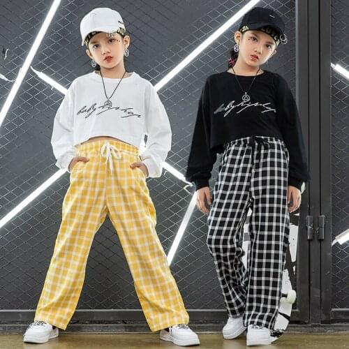 Kids Concert Hip Hop Outfits Clothing Crop Sweatshirt Tops Streetwear Jogger Pants For Girls Modern Jazz Dancing Costume Clothes