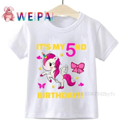 Unicorn 1-9 Birthday Number Print T Shirt Children It Is My 1 2 3 4 5 Birthday T-shirt BoyGirl Gift Tshirt Present Family Outfit