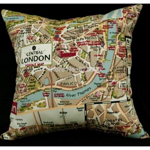 EA224 - 16" x 16" / 40 x 40CM London Map Cotton Canvas Pillow Case Cushion Cover (1pcs)