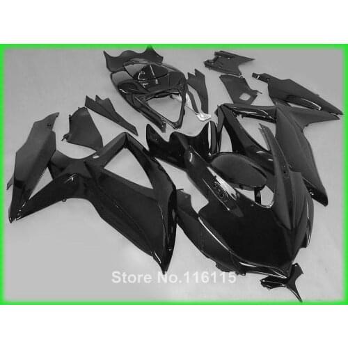 Perfect fit for SUZUKI K8 K9 GSXR 600 750 2008 2009 2010 all glossy black fairing kit GSXR600 GSXR750 08 09 10 fairings set XF66