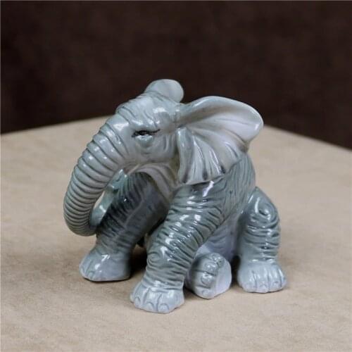 Exquisite Porcelain Comedian Elephant Statue Handmade Ceramics Elephant Sculpture Wildlife Novelty Decor Ornament Art and Craft