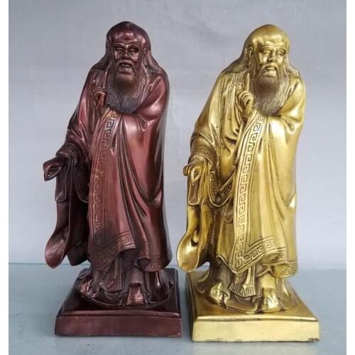 China brass Taoist school founder Lao tze crafts statue