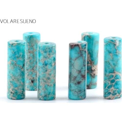 Column Lake Blue Sea Sediment Jaspers Loose Beads 15” Pick 4x13mm Spacer Beads For Charm Necklace Accessory Jewelry Making