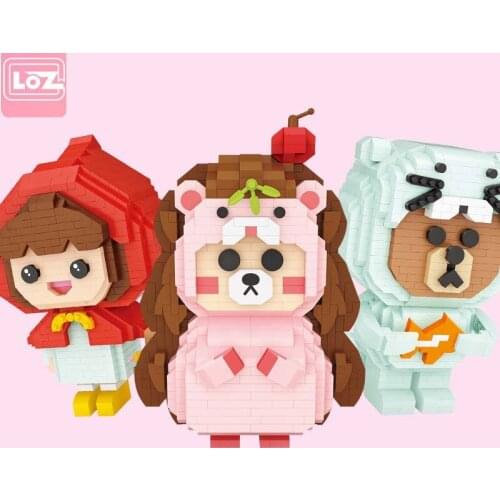 LOZ Blocks Cartoon Auction Figure Bricks Anime Bear Model for Girls Gifts Cute Doll Children Toys Kids Christmas Present 9245