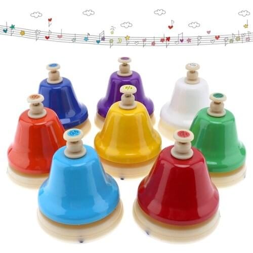 Orff Musical Instrument Set Colorful 8-Note Hand Bell Childrens Music Toy Baby Early Education Beautiful Christmas Gift