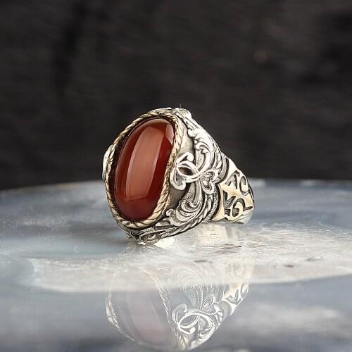 Real Sterling Silver Ring with Natural Agate or Topaz or Onyx Gemstone Silver Women Ring Silver Men Ring Gifts for Women