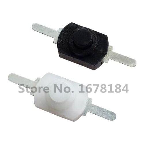 100pcs DC 30V 1A White/Black On Off Mini Push Button Switch for Electric Torch 1208-YD Self-locking control Flashlight Switchs