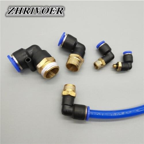 PL Pneumatic connector 4mm-12mm Hose OD 1/8" 1/4" 3/8" 1/2" Male Thread Pneumatic Tube Elbow Connector Tube Air Push In Fitting