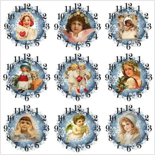 Full Diamond Painting Cross Stitch With Clock Mechanism Mosaic 5D Diy Square Round Christmas Angel Girl 3d Embroidery Gift