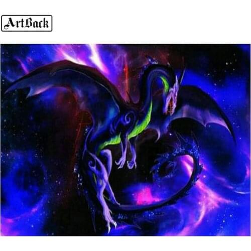 Purple dragon goose kids diamond embroidery 5d diy diamond painting pterosaur rhinestone mosaic sticker decoration