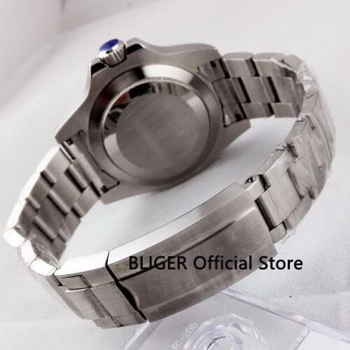 BLIGER 20MM Deployant Buckle Watch Strap Stainless Steel Band Bracelet Fit for 40mm Automatic Movement Mens Watch
