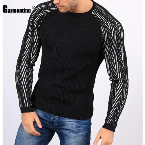 Garmenting Spring New Patchwork Sweaters Top Pullovers Streetwear masculinas pull homme ropa Knitted Sweater Man Clothing 2021