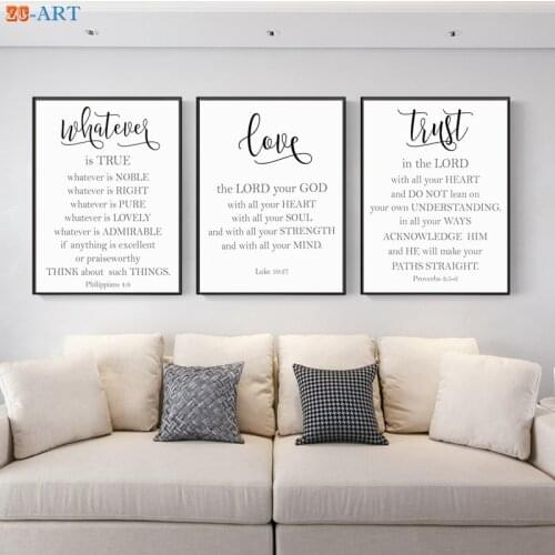 Bible Verse Art Prints Quote Poster Modern Wall Art Christian Canvas Painting Decoration Wall Pictures for Living Room Unframed