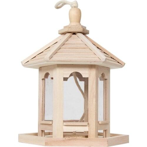 Outdoor Durable Wooden Plastic Hanging Transparent Bird Feeder House Food Case Pet Mount House Type Pet Birdhouse Pet Water Feed