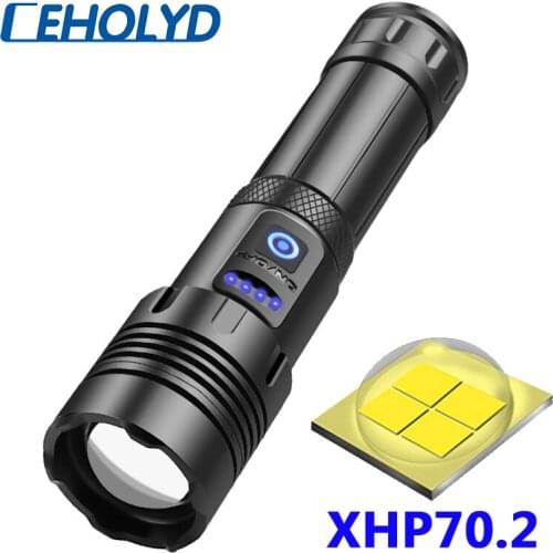 XHP70.2 4-core Led Flashlight Power Bank Function Torch Usb Rechargeable 18650 26650 Battery Zoomable XHP70.2 Aluminum Lantern