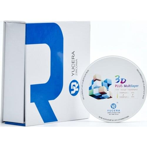 Yucera 3D Plus Multilayer Zirconia Blocks B2 Dental Lab 98*12mm/14mm/16mm/18mm/20mm/22mm Fixed Zirconia Restoration Materials