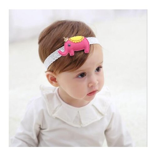 1pcs 2017 New Elephant Cartoon Lace Elastic Hair band Newborn Bebe Turban Headbands Kids Headwear Hair Accessories