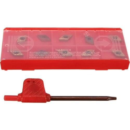 10Pcs DCMT070204 US735 DCMT21.51 Carbide Inserts with Wrench For Lathe Turning Tool Boring Bar Holder
