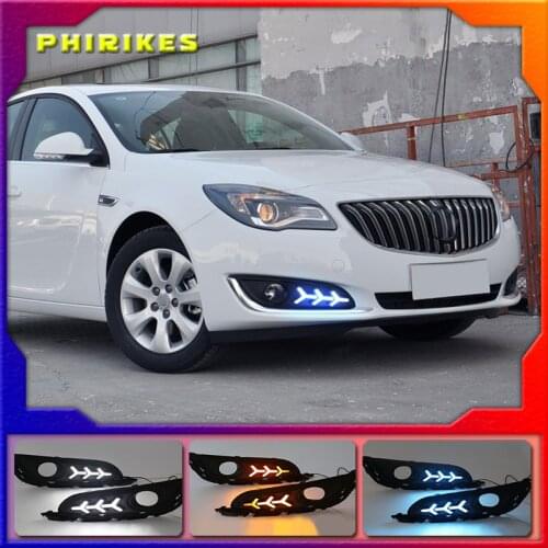 2PCS LED For Buick Opel Regal Insignia 2013 2014 2015 DRL Daytime Running Lights Daylight With Turn Signal and Night Blue Lamp