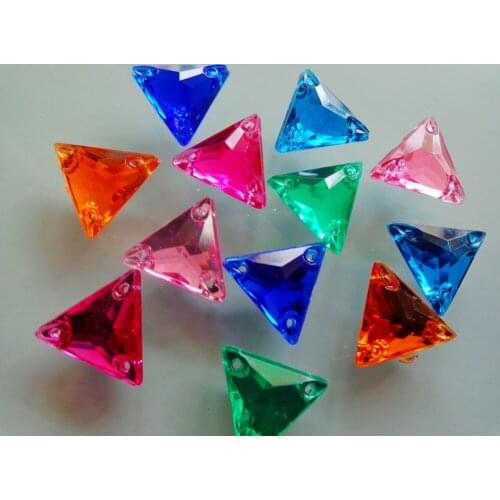 200pcs 12mm mixed colour Acryl crystal sew on Rhinestones beads sector shape faltback gem stones strass diamond 200pcs/bag