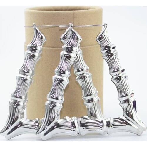 2017 Trapezoid Bamboo Hoop Earrings Shiny Elegent Lover Lady Gift Fashion Ear Wedding Women Love Jewelry Party Dress