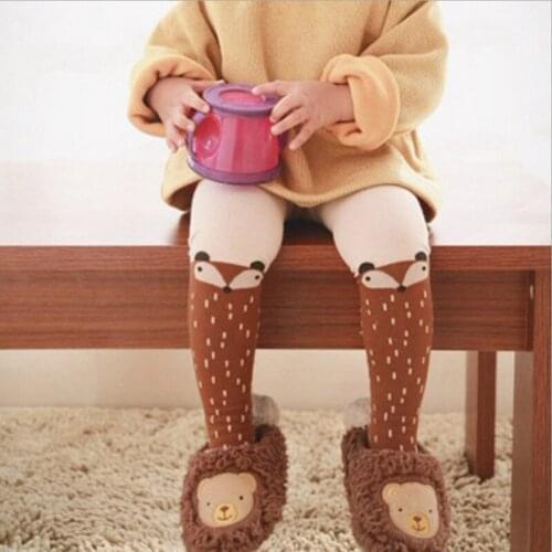 2021 Cartoon Fox Baby Girl Tights Cotton Cute Children Stocking Baby Pantyhose For Kids 0-4 Years Baby Girl Tights Kids clothes