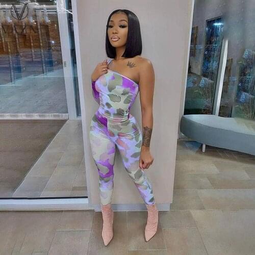 VAZN 2021 Early Autumn Sexy Club Full Sleeve Halter Off Shoulder Skinny Joker Women Long Pencil Jumpsuits