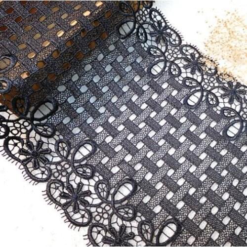 3 Meters 21cm Width Black Nigerian Lace Fabrics Women Dress Lace Accessories Free Shipping