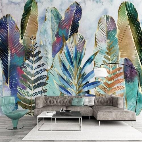 Custom 3D Wall Mural Wallpaper Nordic Tropical Plant Leaves Watercolor Hand Painted Wall Painting Living Room TV Sofa Wallpapers