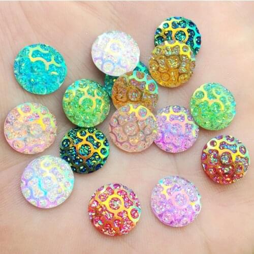 40pcs Rhinestone 12mm Round Flatback Resin Rhinestones No Hole Wedding Dress Accessory A28