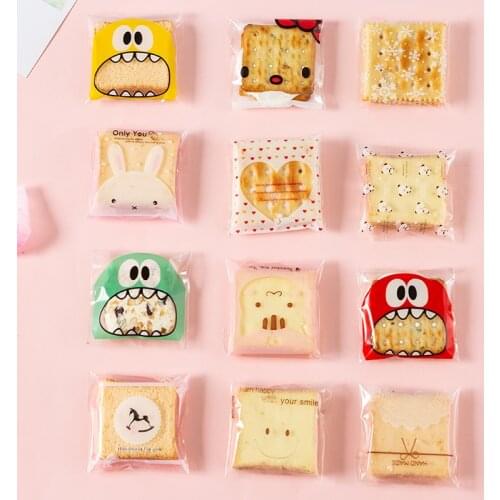 50pcs/lot Plastic Transparent Cellophane Polka Dot Candy Cookie Gift Bag with DIY Self Adhesive Pouch For Wedding Birthday Party