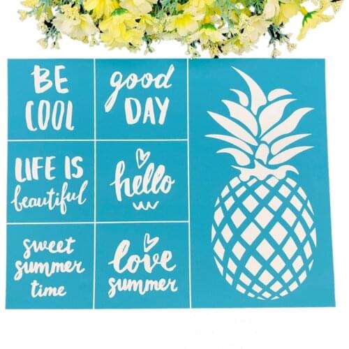 Pineapple Self-Adhesive Silk Screen Printing Stencil Reusable Sign Stencils DIY 85LA