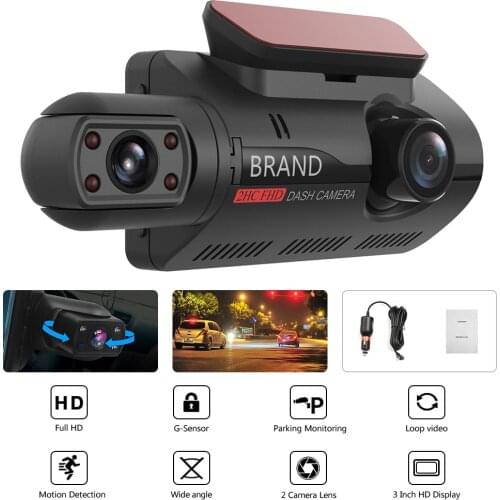 FHD 1080P Car DVR Camera Driving Recorder Motion Detection Dual Video Recorders Vehicle Infrared Night Vision Driving Recorder