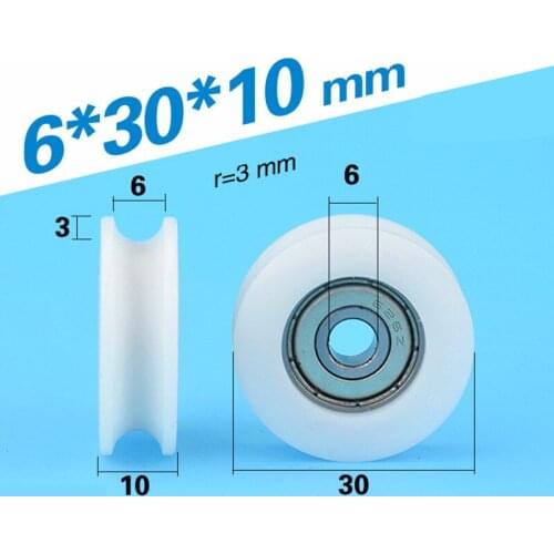 Free Shipping 10PCS U Groove 626zz ball bearing nylon roller with outer 30mm grooved sliding roller pulley