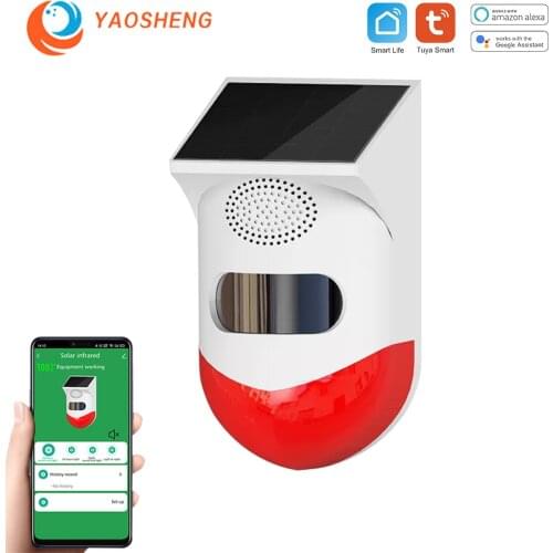 Wireless 433Mhz Or WIFI Tuya Smart Life Flash Strobe Outdoor Solar Infrared Waterproof Siren Home Burglar Security Alarm System
