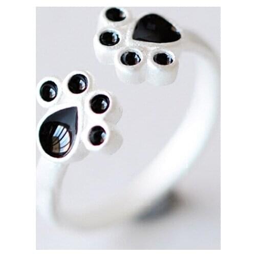 Double Cat Dog Bear Paw Opening Finger Rings for Women Girls Trendy Animal Paw Jewelry alloy Cute Cat Paw Ring nice gifts