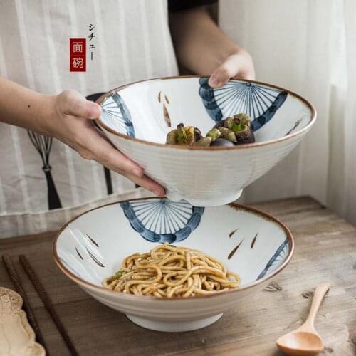 FANCITYHand-painted noodle bowl household single large bowl tableware creative ceramic eating noodle soup bowl large instant noo