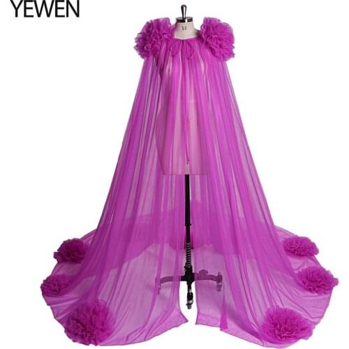 Purple Round Collar Flower Photo Shoot Evening Dress Shawl Cape Jacket Yewendress 2020 New Design