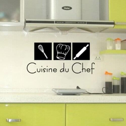 French Kitchen Wall Stickers - Cuisine du Chef Vinyl Wall Decals For French Home Modern Kitchen Murale Decor Free Shipping